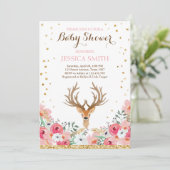 Baby shower de cerfs Invitation Woodland Girl Flor (Debout devant)