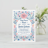 Baby shower de charme Brunch Invitation rose (Debout devant)