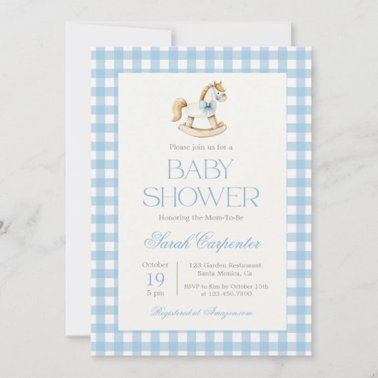 Baby shower de Cheval à Rocher Invitation garçon (Devant)