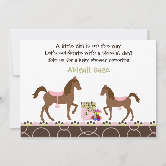 Baby shower de cheval Invitation pour les filles (Devant)
