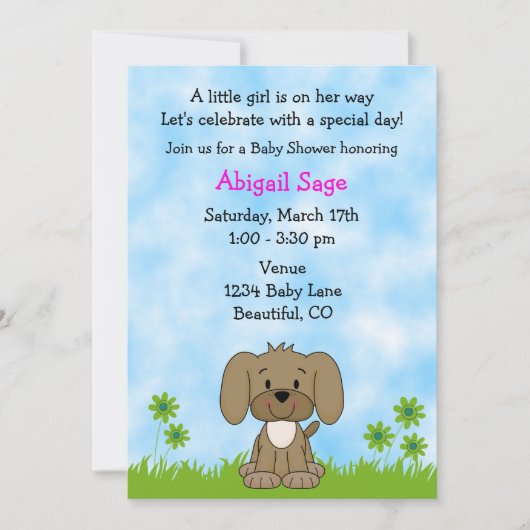 Baby shower de chiot mignonne Invitation pour les  (Devant)