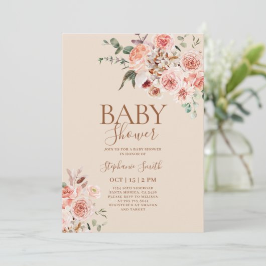 Baby shower de chute Boho Invitation fille (Debout devant)