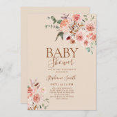 Baby shower de chute Boho Invitation fille (Devant / Derrière)