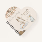 Baby shower de cigogne d'aquarelle Livre d'invité  (Devant)