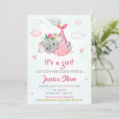 Baby shower de cigogne invitation Baby éléphant in (Debout devant)