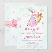 Baby shower de cigogne invitation invitation de fê (Devant / Derrière)