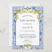 Baby shower de citron bleu Méditerranée Invitation (Devant)