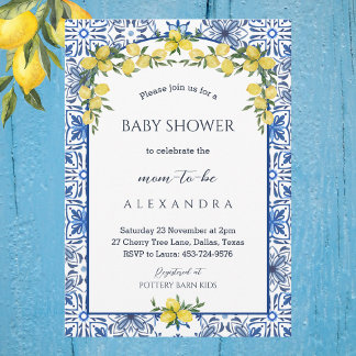 Baby shower de citron bleu Méditerranée Invitation