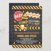 Baby shower de construction Invitation Douche de c (Devant / Derrière)