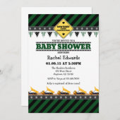 Baby shower de construction vert foncé Invitation (Devant / Derrière)