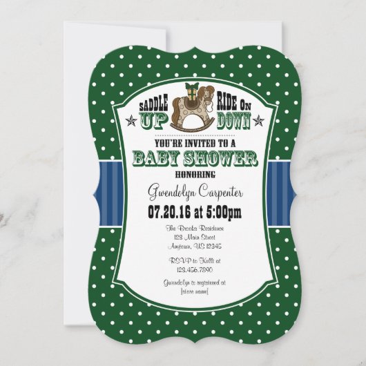 Baby shower de cowboy bleu foncé Invitation (Devant)