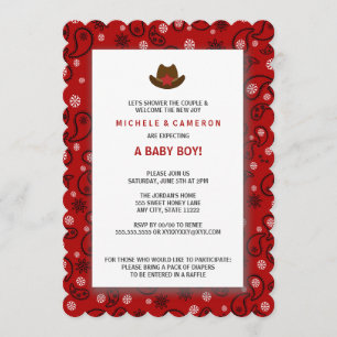 Baby shower de Cowboy Invitation DE LA BANDANA ROU