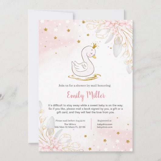 baby shower de cygne princier par invitation posta (Devant)