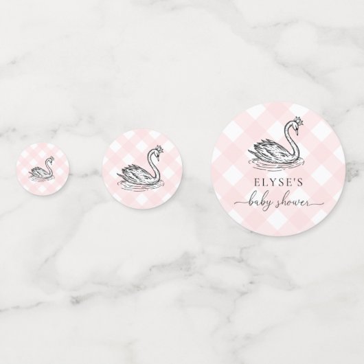 Baby shower de cygne rose En vichy table Confetti (Derrière)