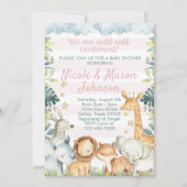 Baby shower de  de la Jungle rose Invitation Invit (Devant)