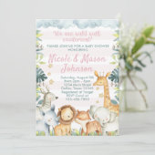 Baby shower de  de la Jungle rose Invitation Invit (Debout devant)