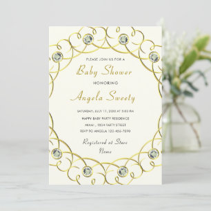 Baby shower de diamants d'or de luxe Invitation