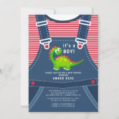 Baby shower de dinosaure vert mignon Invitation (Devant)