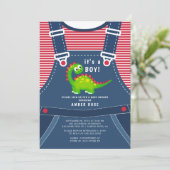 Baby shower de dinosaure vert mignon Invitation (Debout devant)
