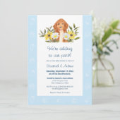 Baby shower de Doodle Doré Bleu Invitation (Debout devant)