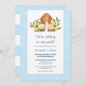 Baby shower de Doodle Doré Bleu Invitation (Devant / Derrière)