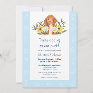 Baby shower de Doodle Doré Bleu Invitation