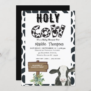 Baby shower de ferme de la Vache Sainte Invitation