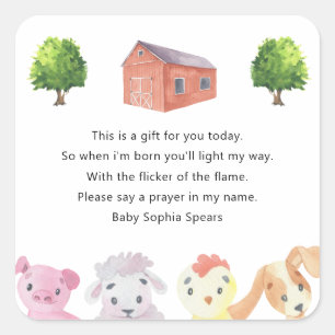 Baby shower de ferme - étiquette de chandelle de p