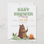 Baby shower de feu de l'ours de camping Invitation (Devant)