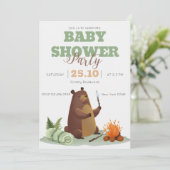 Baby shower de feu de l'ours de camping Invitation (Debout devant)