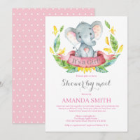 Baby shower de fille éléphante par invitation par