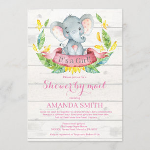 Baby shower de fille éléphante par invitation par