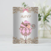 Baby shower de fille en dentelle Brown rose RSVP (Debout devant)