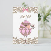 Baby shower de fille en dentelle Brown rose RSVP (Debout devant)