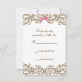 Baby shower de fille en dentelle Brown rose RSVP (Dos)