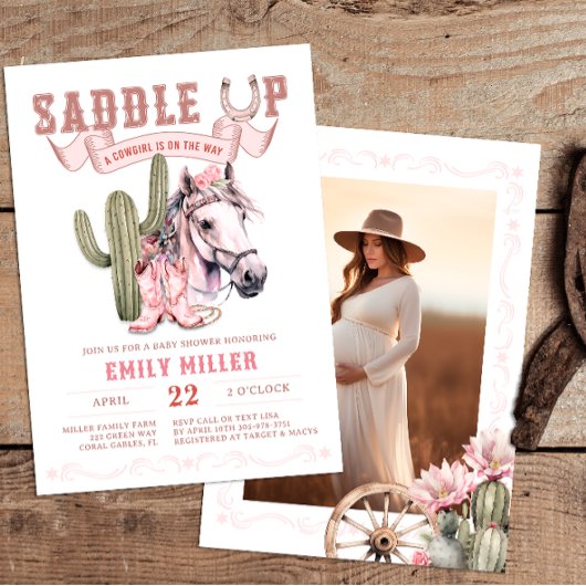 Baby shower de fille rose de l'Ouest Invitation de