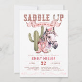 Baby shower de fille rose de l'Ouest Invitation de (Devant)