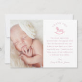 Baby shower de fille rose En vichy Carte de remerc (Devant)