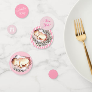 Baby shower de fille rose personnalisée confetti