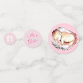 Baby shower de fille rose personnalisée confetti (Derrière)