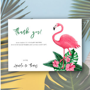 Baby shower de Flamant rose tropical - merci