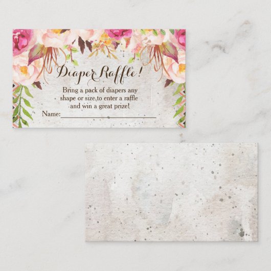 baby shower de fleurs de boho cartes de tombole (Devant / Derrière)