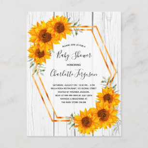 Baby shower de fleurs de soleil invitation bois ru