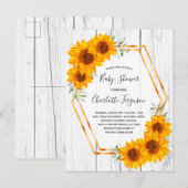 Baby shower de fleurs de soleil invitation bois ru (Devant / Derrière)