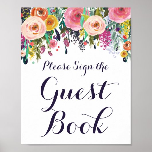 Baby shower de fleurs Signer le livre d'or (Devant)