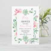 baby shower de fleurs succulentes Invitation (Debout devant)