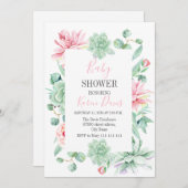 baby shower de fleurs succulentes Invitation (Devant / Derrière)