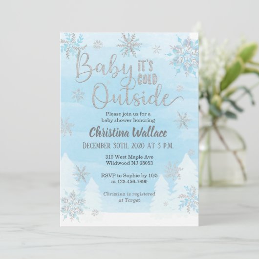 Baby shower de flocon de neige Invitation pour un (Debout devant)