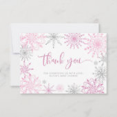 Baby shower de flocons d'argent rose merci (Devant)