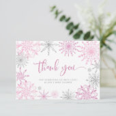 Baby shower de flocons d'argent rose merci (Debout devant)